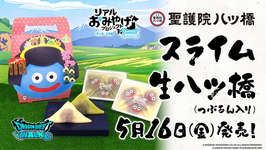 「ドラゴンクエストウォーク」に登場するおみやげを商品化した「スライム生八ッ橋（つぶあん入り）」，5月16日より期間限定販売を実施のサムネイル画像